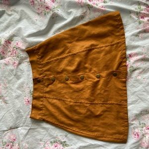 orange button up skirt